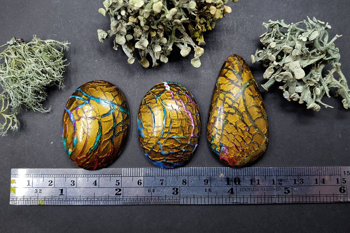 3 cabochons Faux Opalized Wood Stone Cabochons SweetyBijou Cabochons