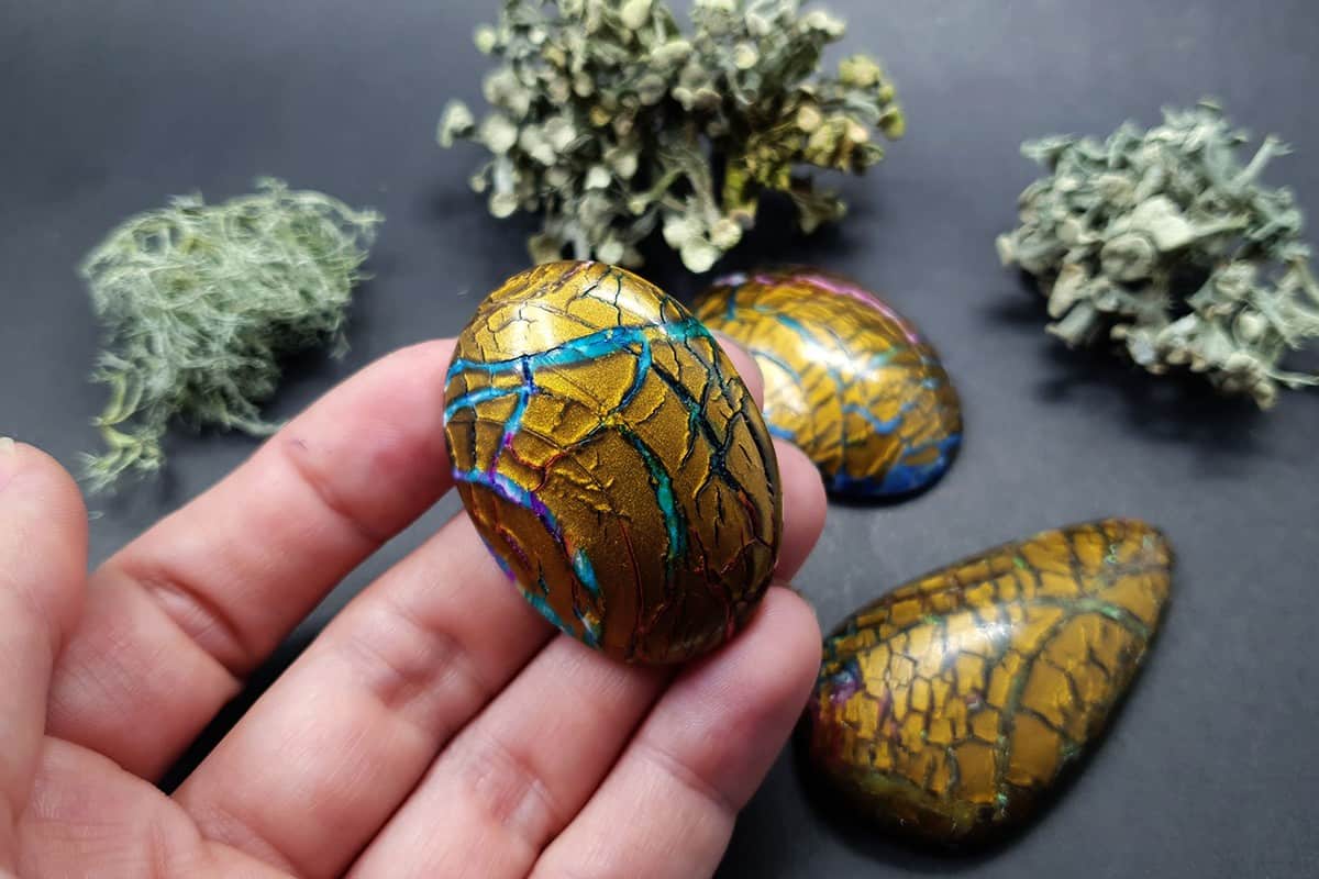 3 cabochons Faux Opalized Wood Stone Cabochons SweetyBijou Cabochons