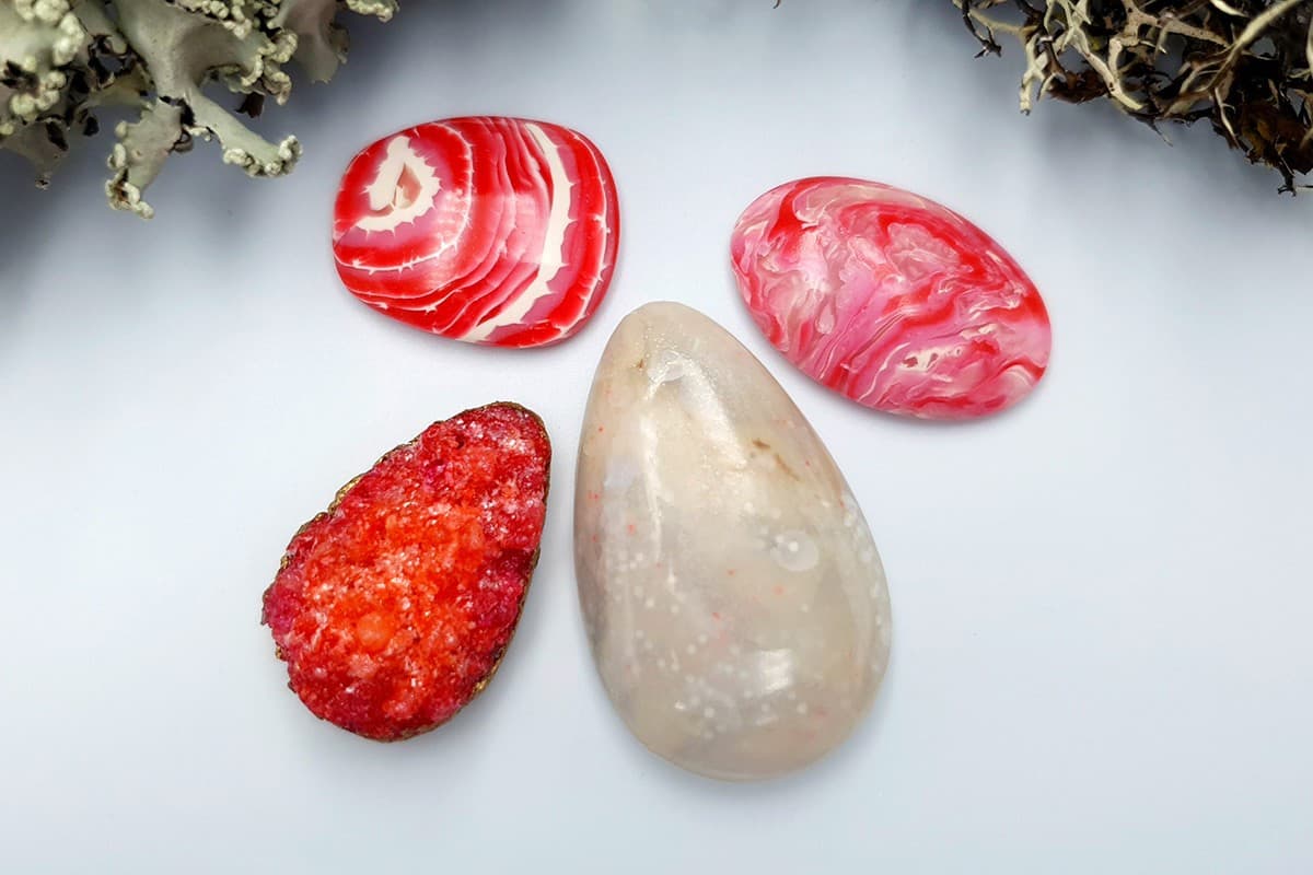 4 pcs Faux Pink Stones from Polymer Clay (Set #1) Cabochons SweetyBijou Cabochons Default Title