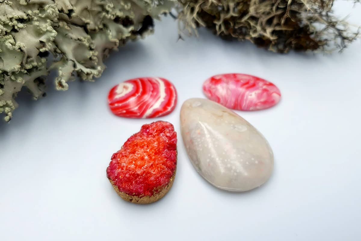 4 pcs Faux Pink Stones from Polymer Clay (Set #1) Cabochons SweetyBijou Cabochons