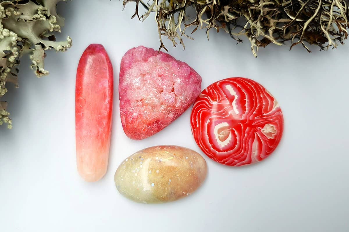 4 pcs Faux Pink Stones from Polymer Clay (Set #2) Cabochons SweetyBijou Cabochons Default Title