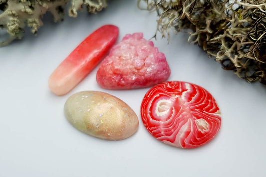4 pcs Faux Pink Stones from Polymer Clay (Set #2) Cabochons SweetyBijou Cabochons