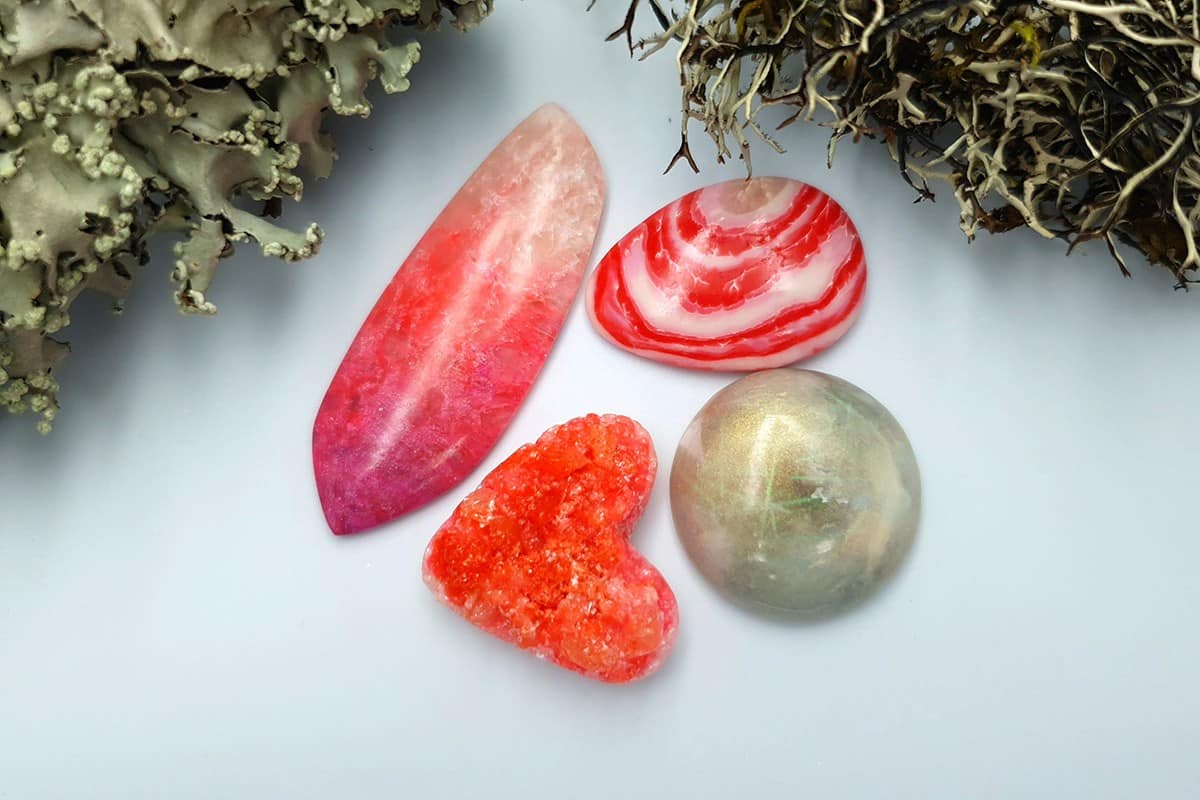 4 pcs Faux Pink Stones from Polymer Clay (Set #3) Cabochons SweetyBijou Cabochons