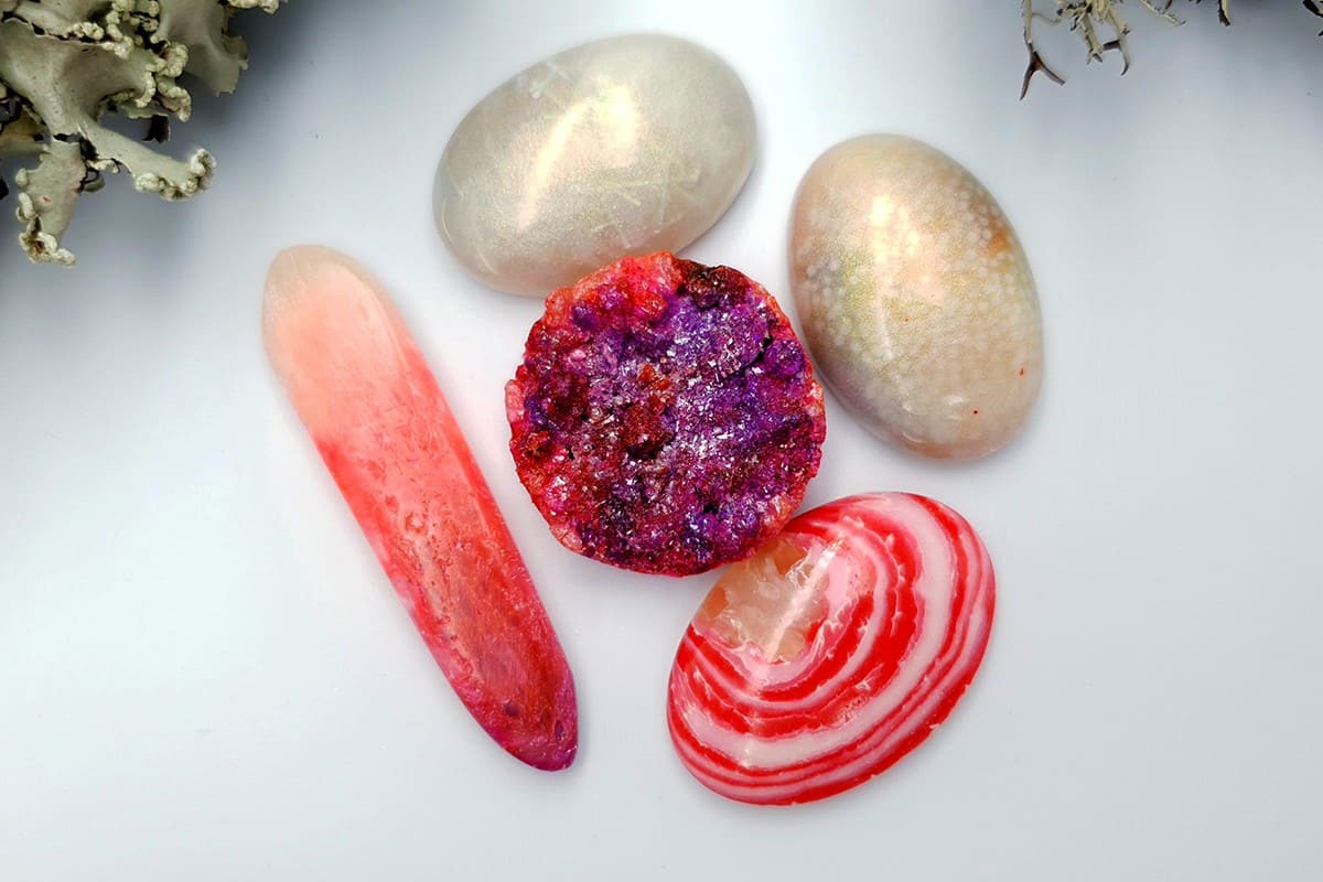 5 pcs Faux Pink Stones from Polymer Clay (Set #4) Cabochons SweetyBijou Cabochons Default Title