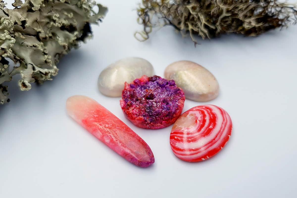 5 pcs Faux Pink Stones from Polymer Clay (Set #4) Cabochons SweetyBijou Cabochons