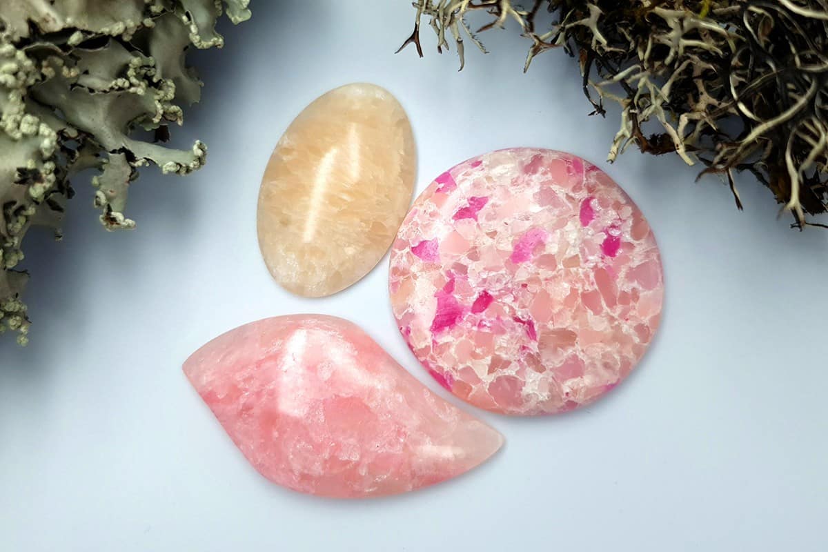 3 pcs Faux Pink Stones from Polymer Clay (Set #6) Cabochons SweetyBijou Cabochons Default Title