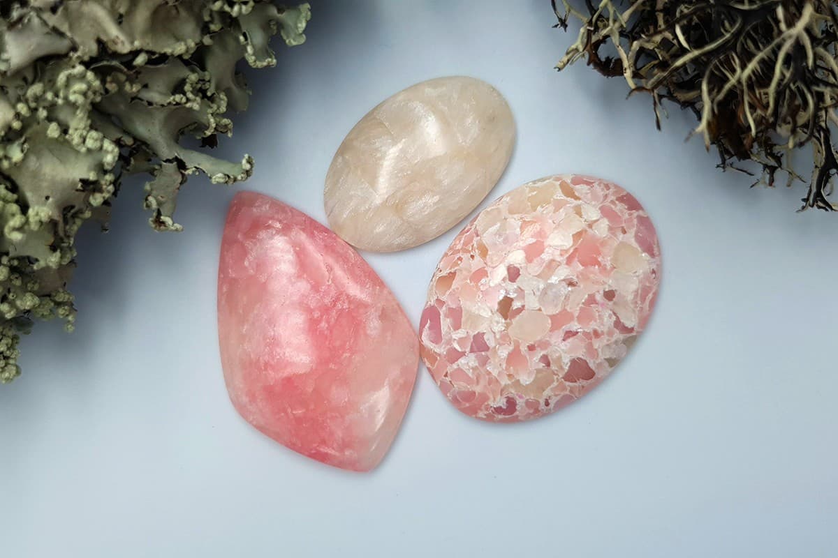 3 pcs Faux Pink Stones from Polymer Clay (Set #9) Cabochons SweetyBijou Cabochons Default Title