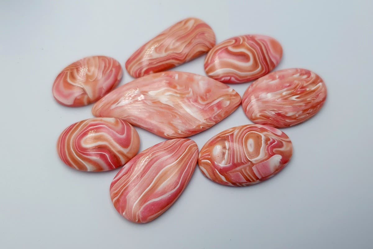 8 pcs Faux Pink Stones from Polymer Clay (Set #11) Cabochons SweetyBijou Cabochons
