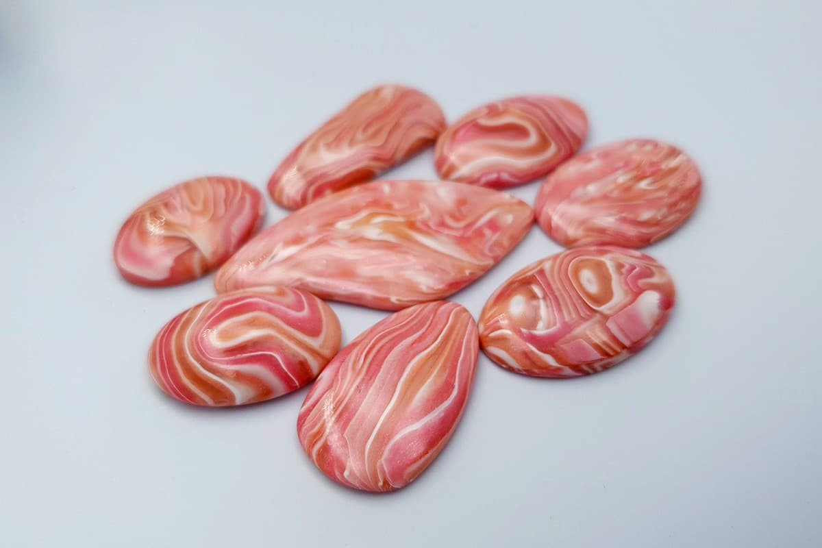 8 pcs Faux Pink Stones from Polymer Clay (Set #11) Cabochons SweetyBijou Cabochons