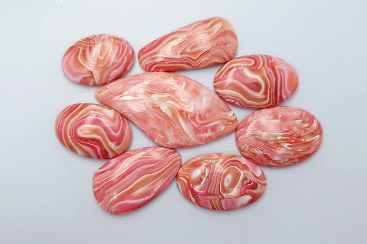 8 pcs Faux Pink Stones from Polymer Clay (Set #11) Cabochons SweetyBijou Cabochons