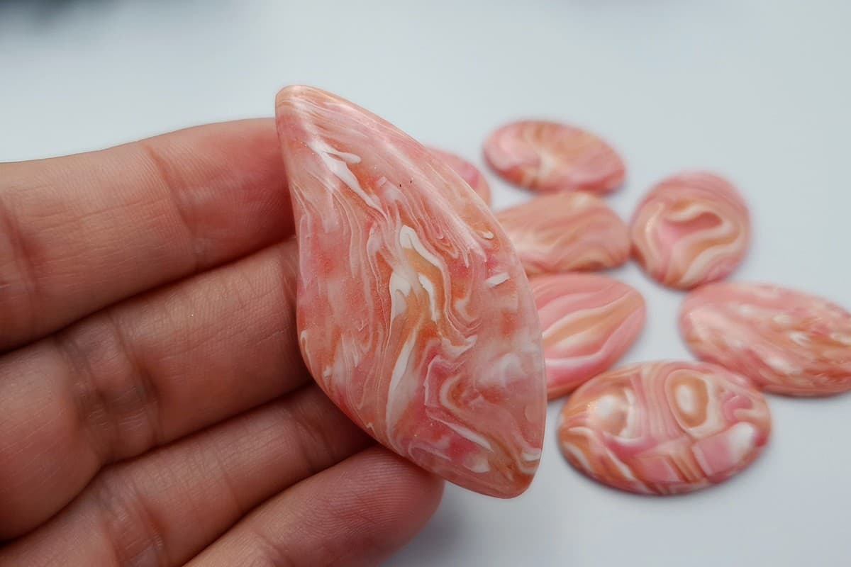 8 pcs Faux Pink Stones from Polymer Clay (Set #11) Cabochons SweetyBijou Cabochons