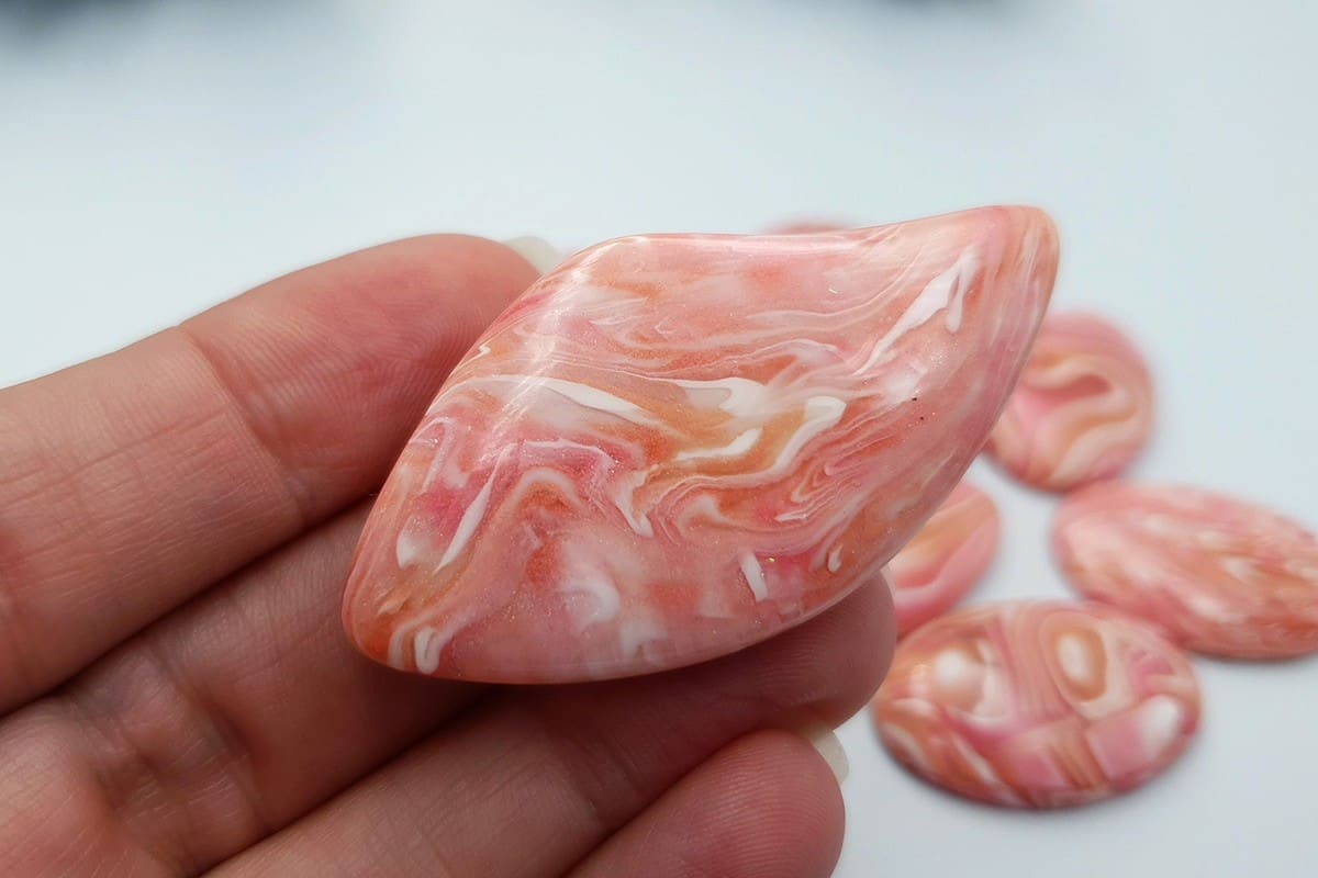 8 pcs Faux Pink Stones from Polymer Clay (Set #11) Cabochons SweetyBijou Cabochons