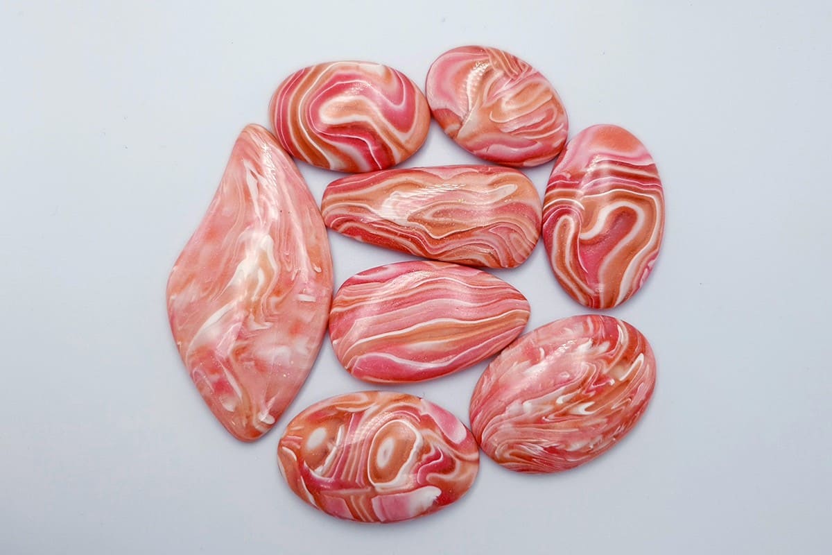 8 pcs Faux Pink Stones from Polymer Clay (Set #11) Cabochons SweetyBijou Cabochons