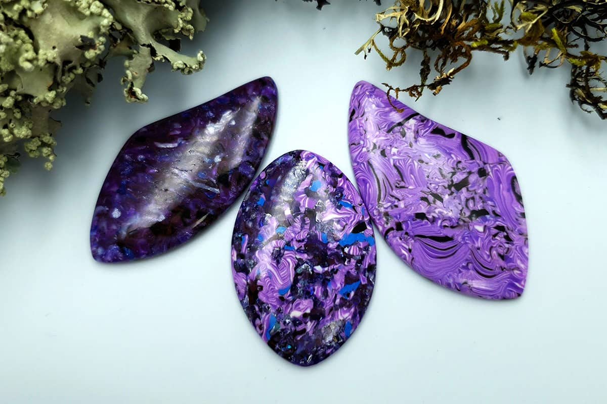 3 pcs Faux Purple Cabochones from Polymer Clay (#1) Cabochons SweetyBijou Cabochons Default Title