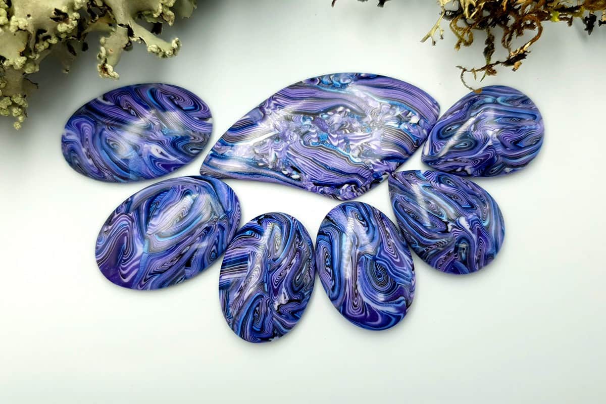 7 pcs Faux Purple Cabochones from Polymer Clay (#2) Cabochons SweetyBijou Cabochons Default Title