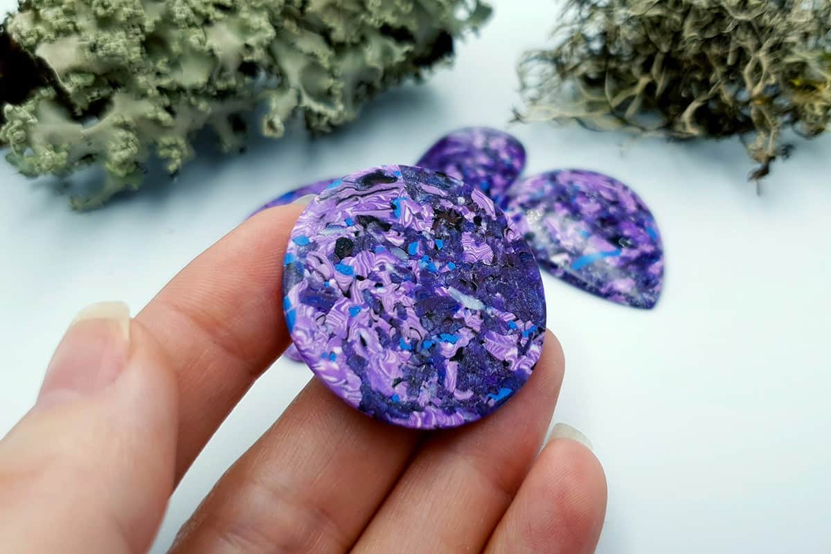 4 pcs Faux Purple Cabochones from Polymer Clay (#3) Cabochons SweetyBijou Cabochons