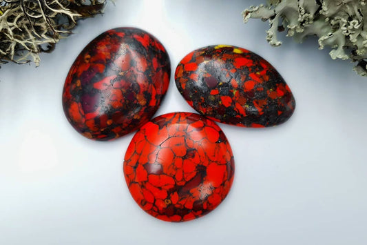 3 pcs Beads Faux Red Jasper from Polymer Clay (#1) Cabochons SweetyBijou Cabochons