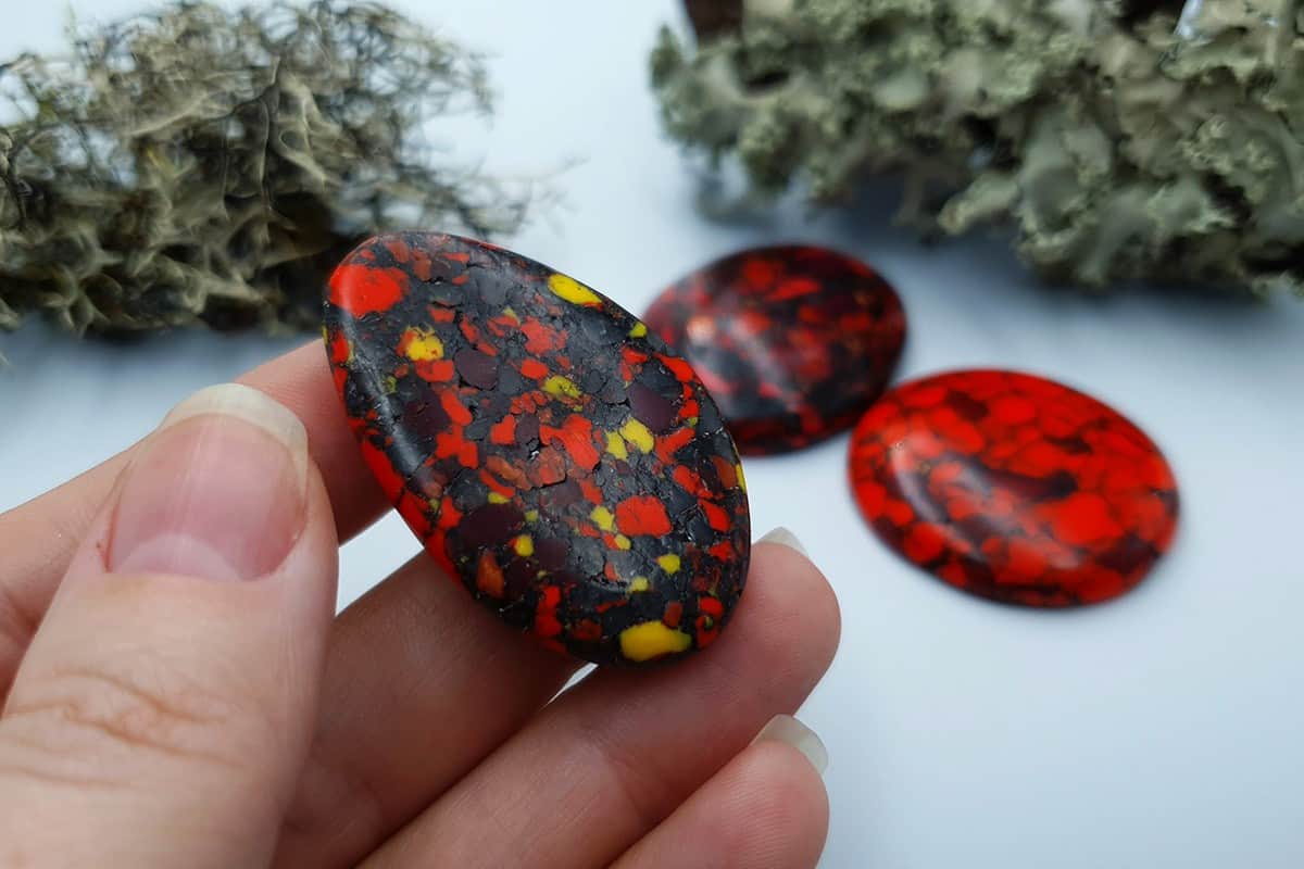 3 pcs Beads Faux Red Jasper from Polymer Clay (#1) Cabochons SweetyBijou Cabochons