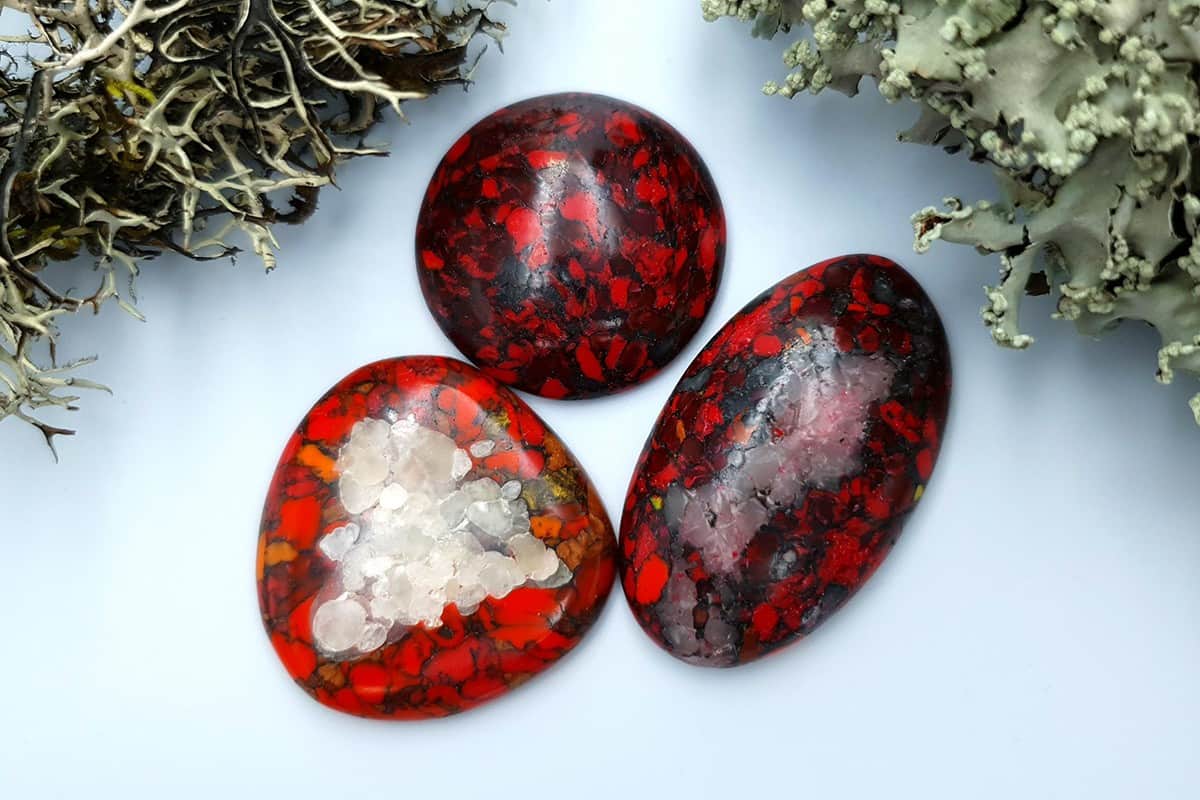 3 pcs Beads Faux Red Jasper from Polymer Clay (#2) Cabochons SweetyBijou Cabochons Default Title