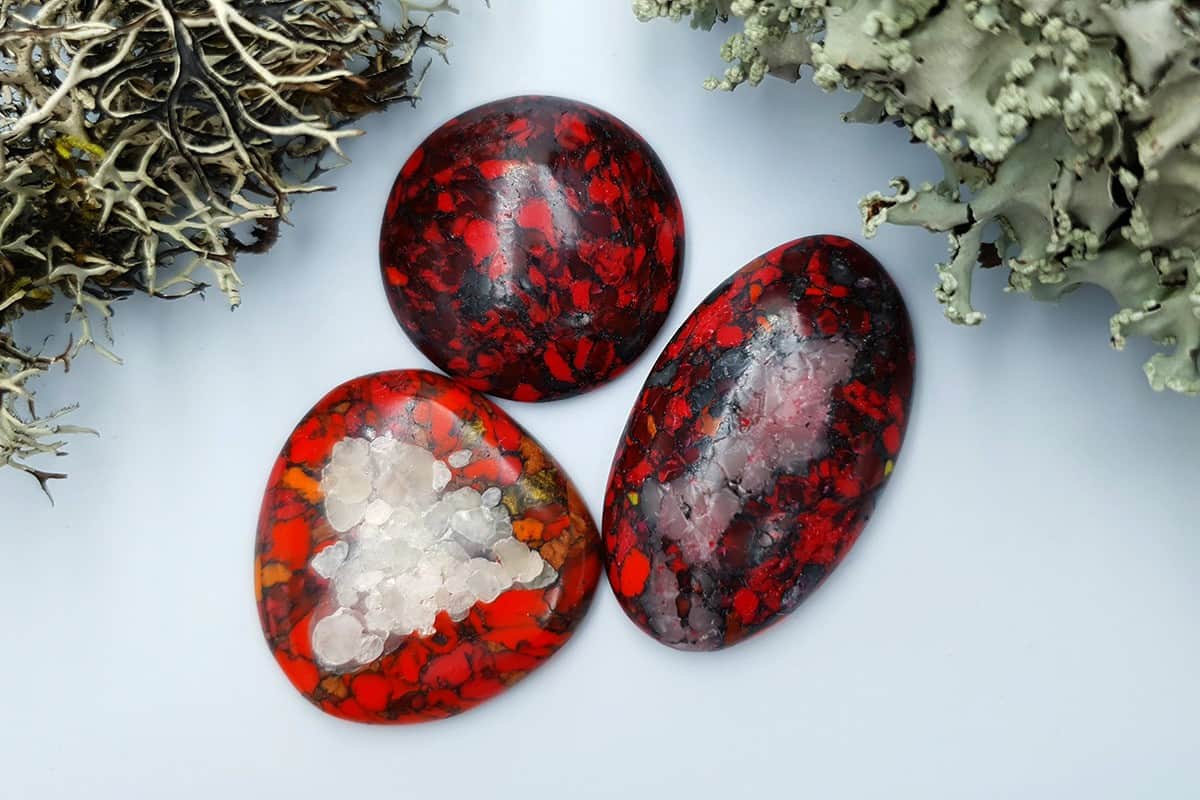 3 pcs Beads Faux Red Jasper from Polymer Clay (#2) Cabochons SweetyBijou Cabochons