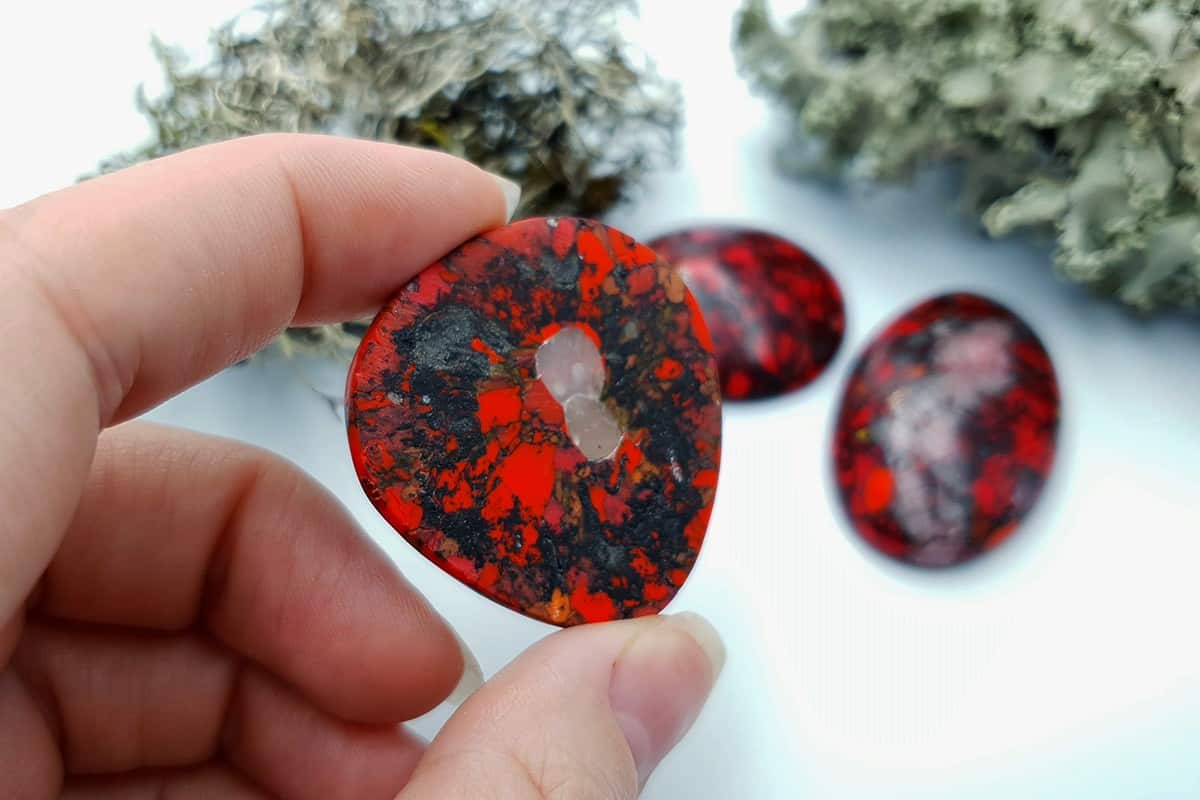 3 pcs Beads Faux Red Jasper from Polymer Clay (#2) Cabochons SweetyBijou Cabochons