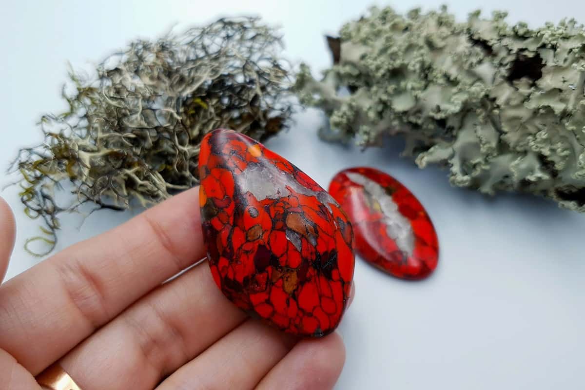 2 pcs Beads Faux Red Jasper from Polymer Clay (#3) Cabochons SweetyBijou Cabochons
