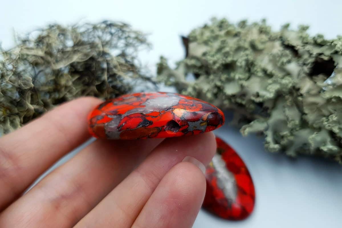 2 pcs Beads Faux Red Jasper from Polymer Clay (#3) Cabochons SweetyBijou Cabochons