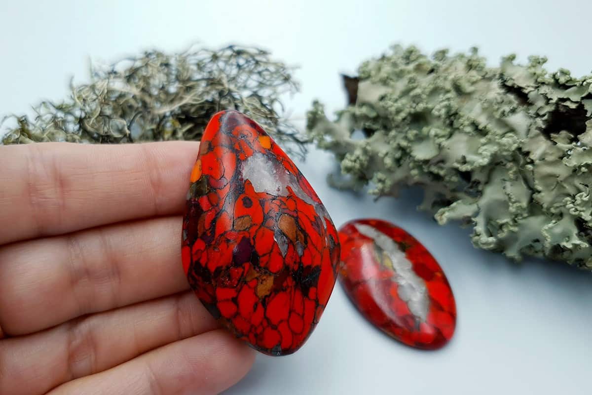 2 pcs Beads Faux Red Jasper from Polymer Clay (#3) Cabochons SweetyBijou Cabochons