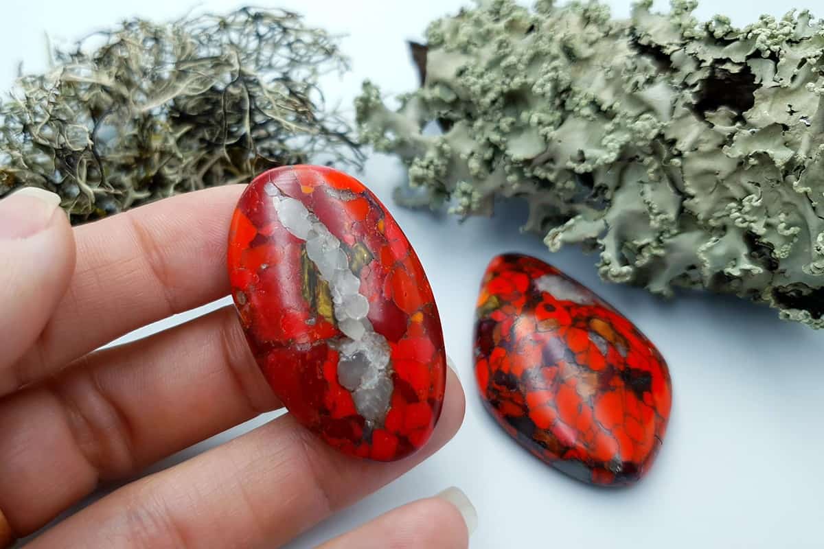 2 pcs Beads Faux Red Jasper from Polymer Clay (#3) Cabochons SweetyBijou Cabochons