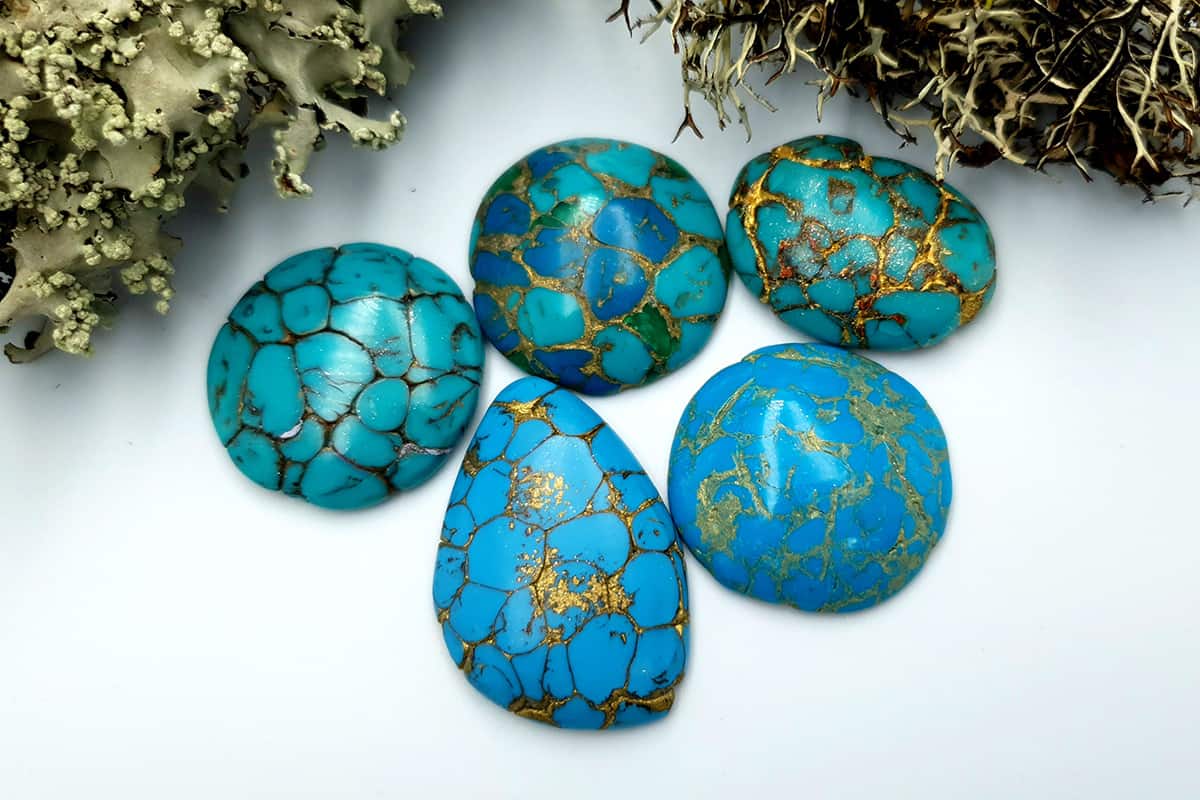 5 Cabochones Faux Turquoise from Polymer Clay #1 Cabochons SweetyBijou Cabochons Default Title