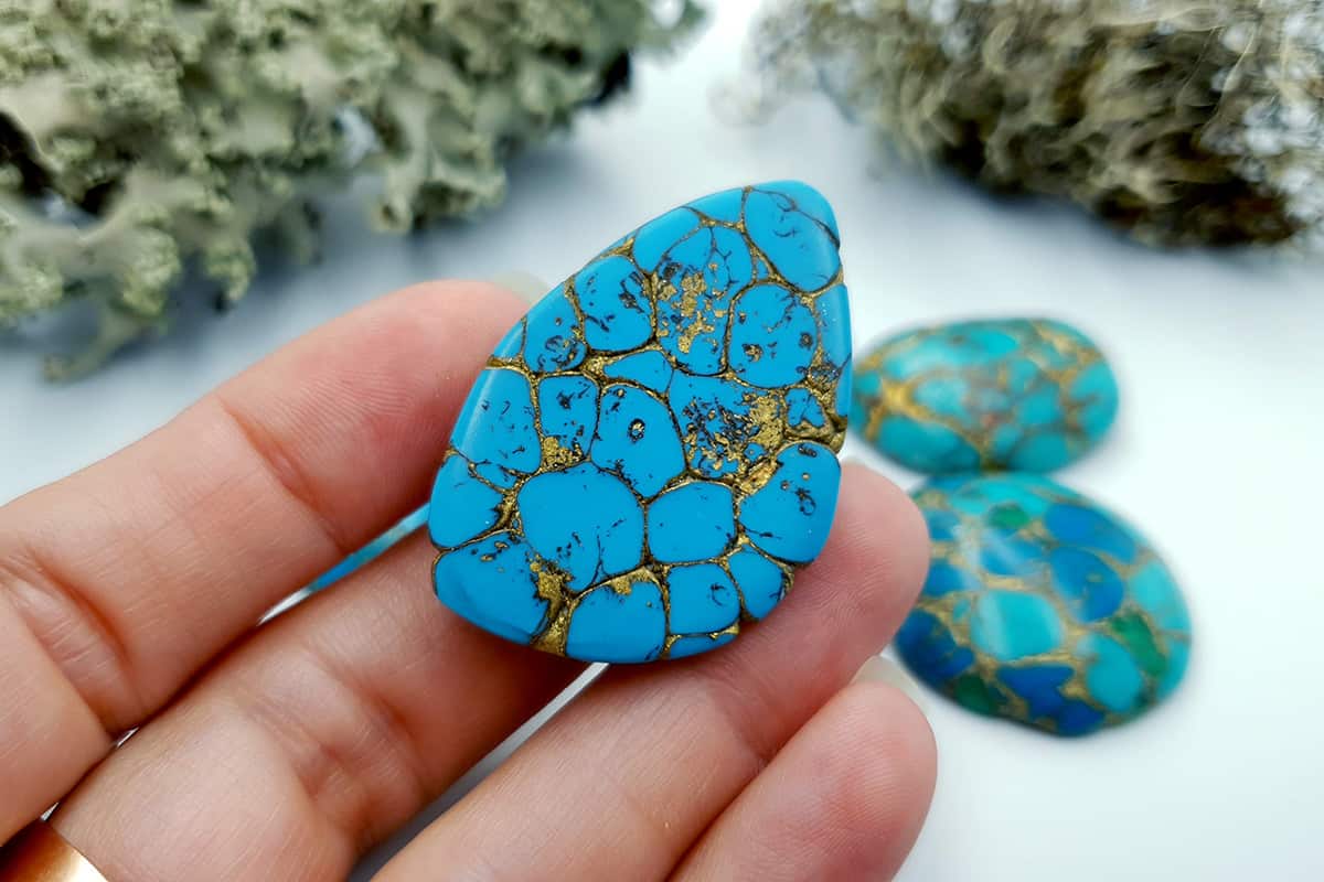 5 Cabochones Faux Turquoise from Polymer Clay #1 Cabochons SweetyBijou Cabochons