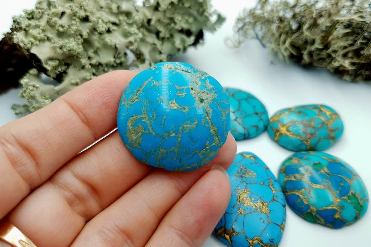 5 Cabochones Faux Turquoise from Polymer Clay #1 Cabochons SweetyBijou Cabochons