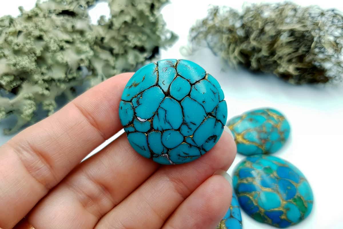 5 Cabochones Faux Turquoise from Polymer Clay #1 Cabochons SweetyBijou Cabochons