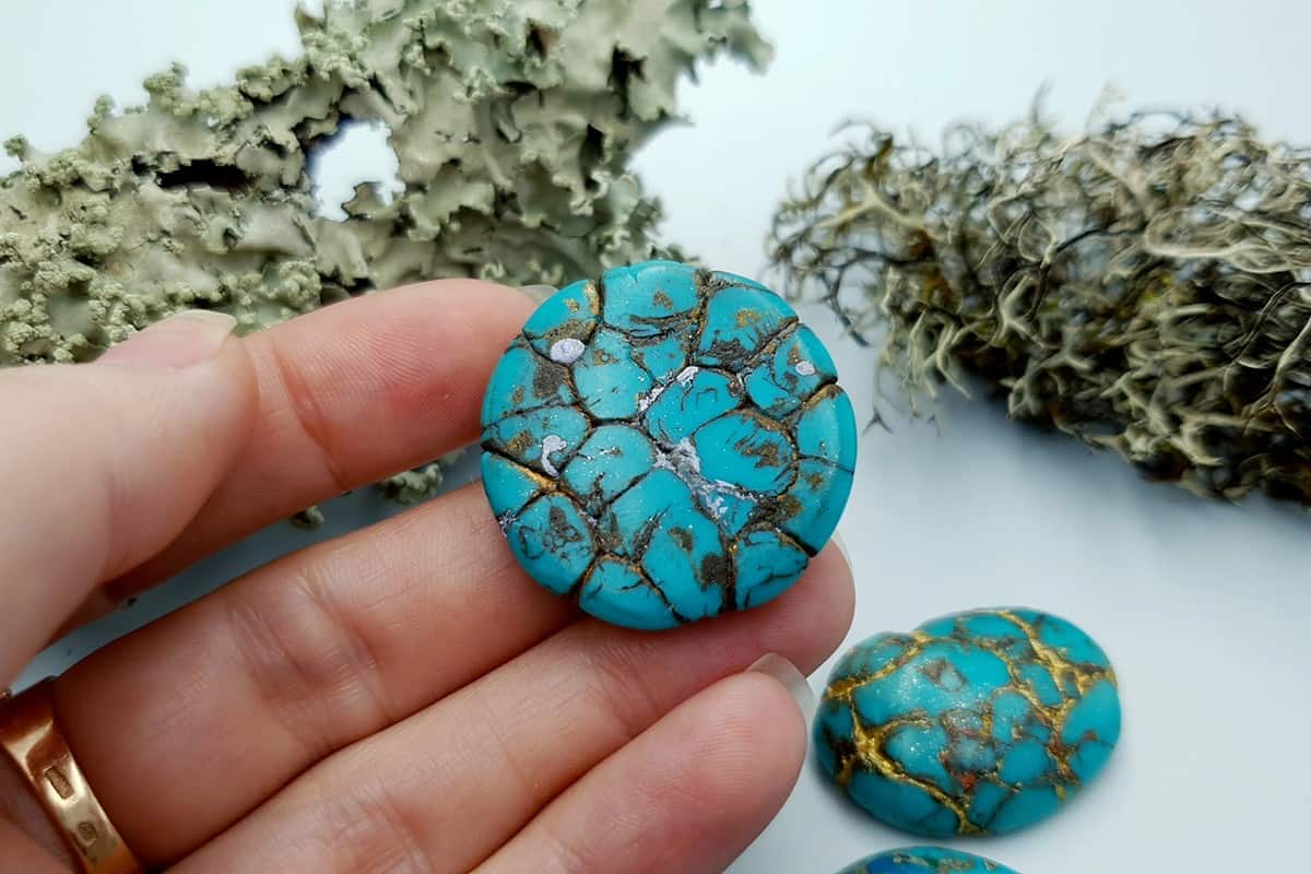 5 Cabochones Faux Turquoise from Polymer Clay #1 Cabochons SweetyBijou Cabochons