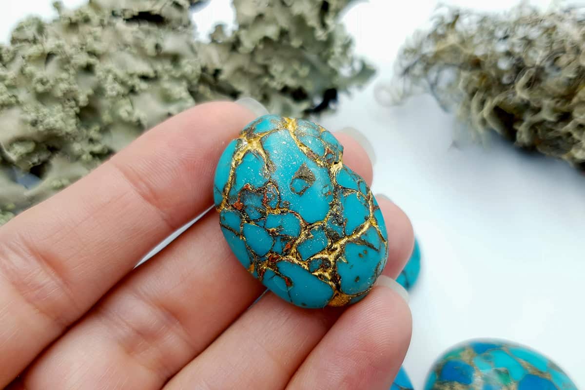 5 Cabochones Faux Turquoise from Polymer Clay #1 Cabochons SweetyBijou Cabochons