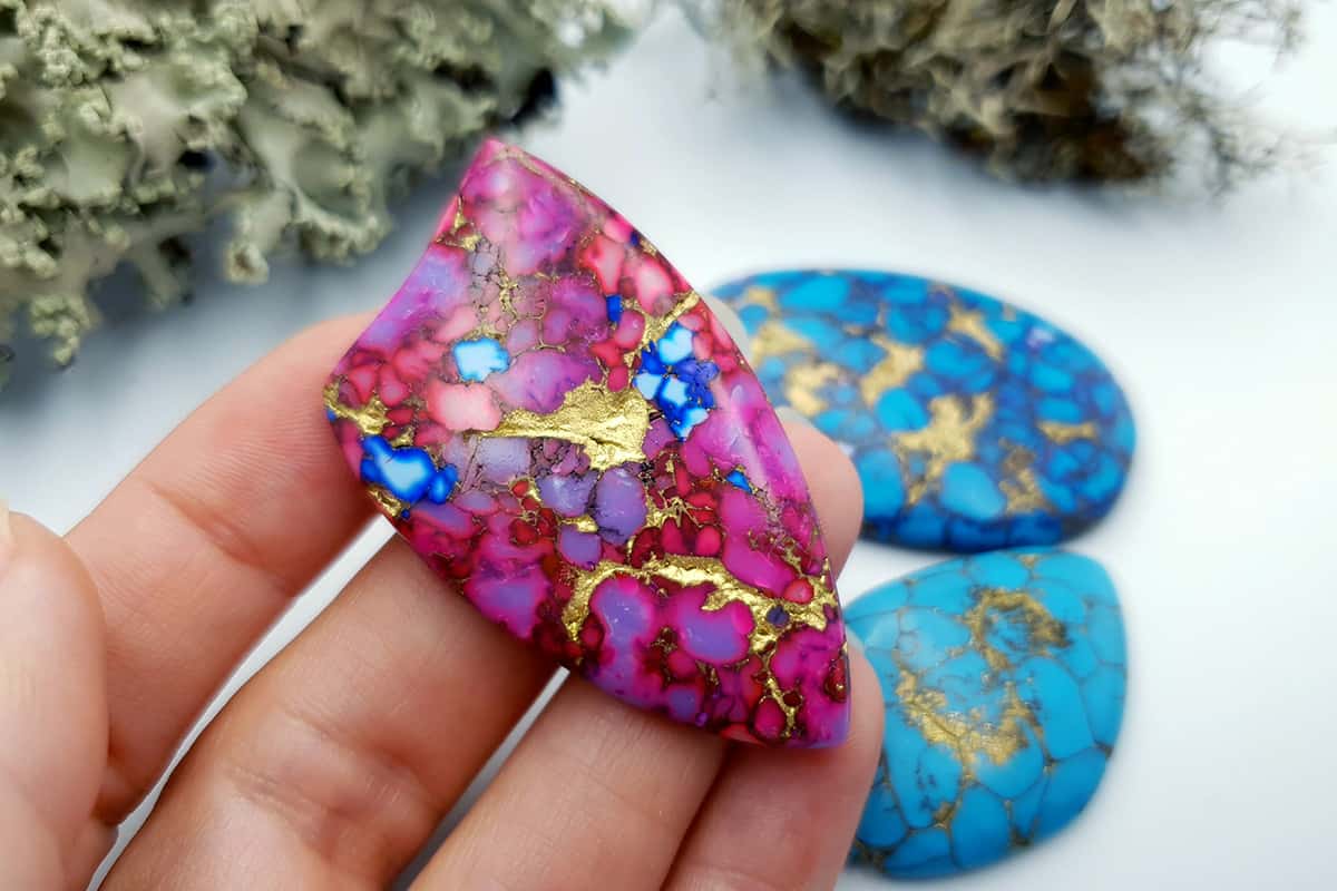 3 Cabochones Faux Turquoise from Polymer Clay #2 Cabochons SweetyBijou Cabochons