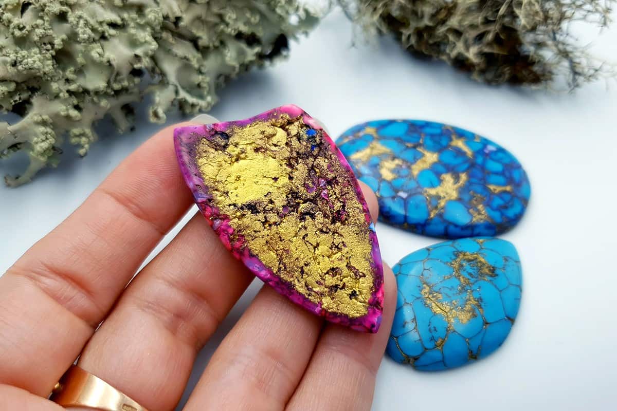 3 Cabochones Faux Turquoise from Polymer Clay #2 Cabochons SweetyBijou Cabochons