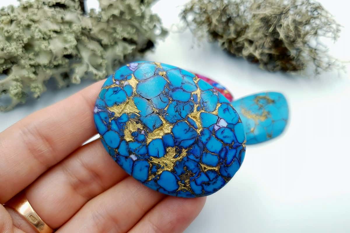 3 Cabochones Faux Turquoise from Polymer Clay #2 Cabochons SweetyBijou Cabochons