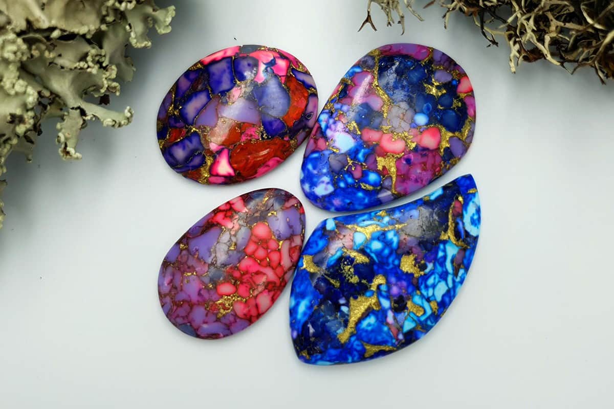 4 Cabochones Faux Turquoise from Polymer Clay #3 Cabochons SweetyBijou Cabochons Default Title