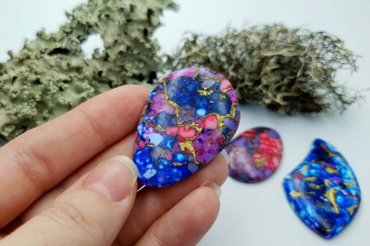 4 Cabochones Faux Turquoise from Polymer Clay #3 Cabochons SweetyBijou Cabochons
