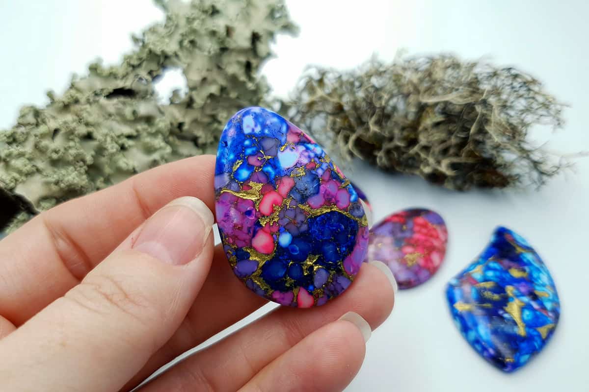 4 Cabochones Faux Turquoise from Polymer Clay #3 Cabochons SweetyBijou Cabochons