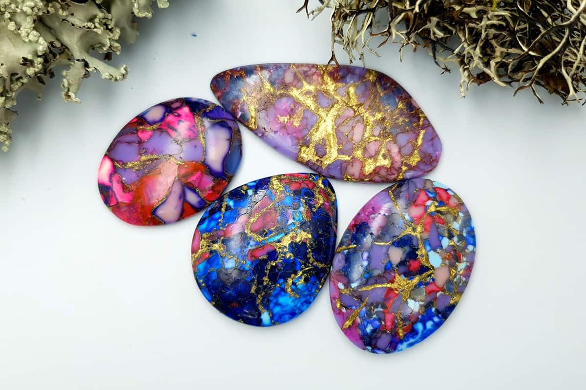 4 Cabochones Faux Turquoise from polymer clay #4 Cabochons SweetyBijou Cabochons Default Title