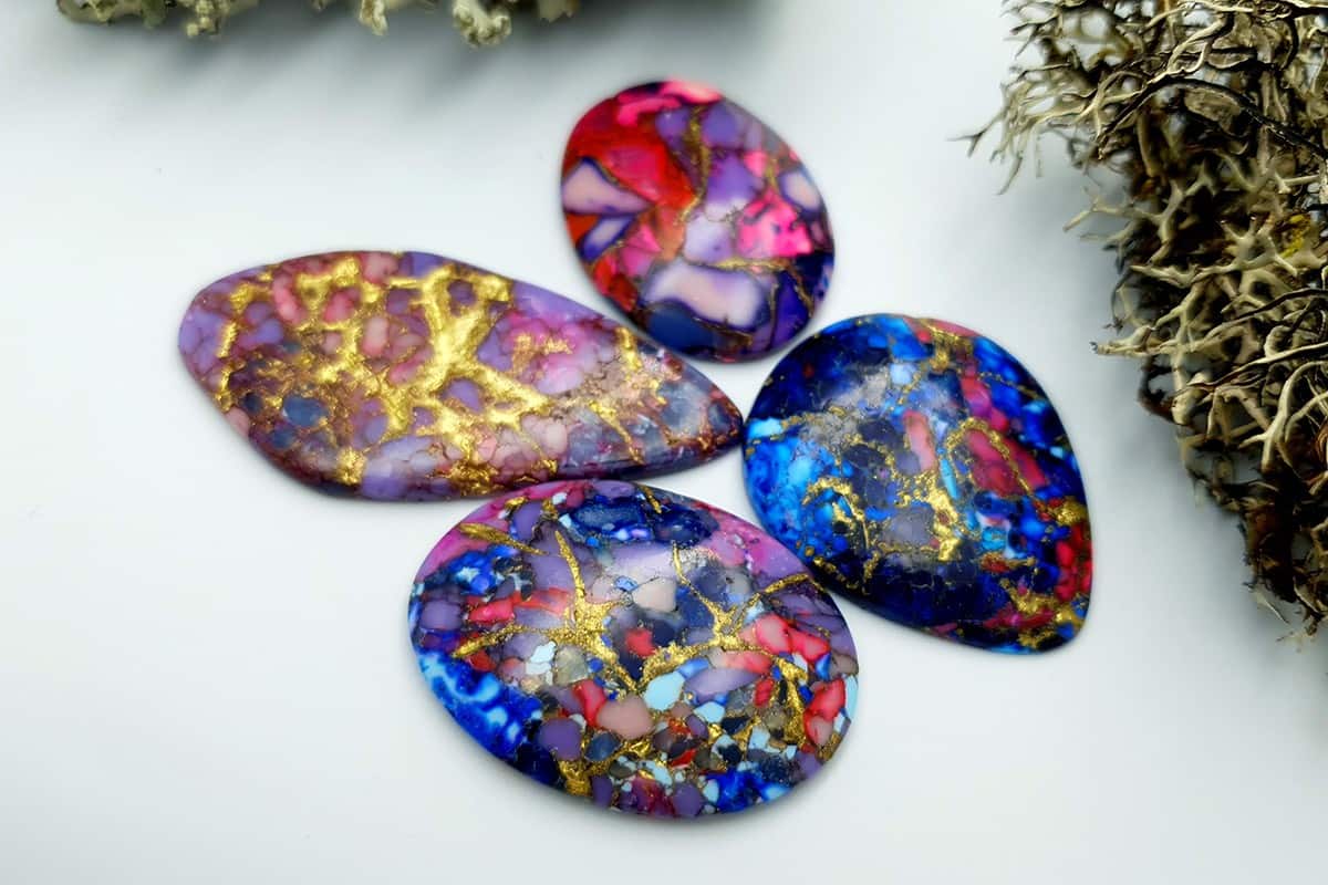 4 Cabochones Faux Turquoise from polymer clay #4 Cabochons SweetyBijou Cabochons