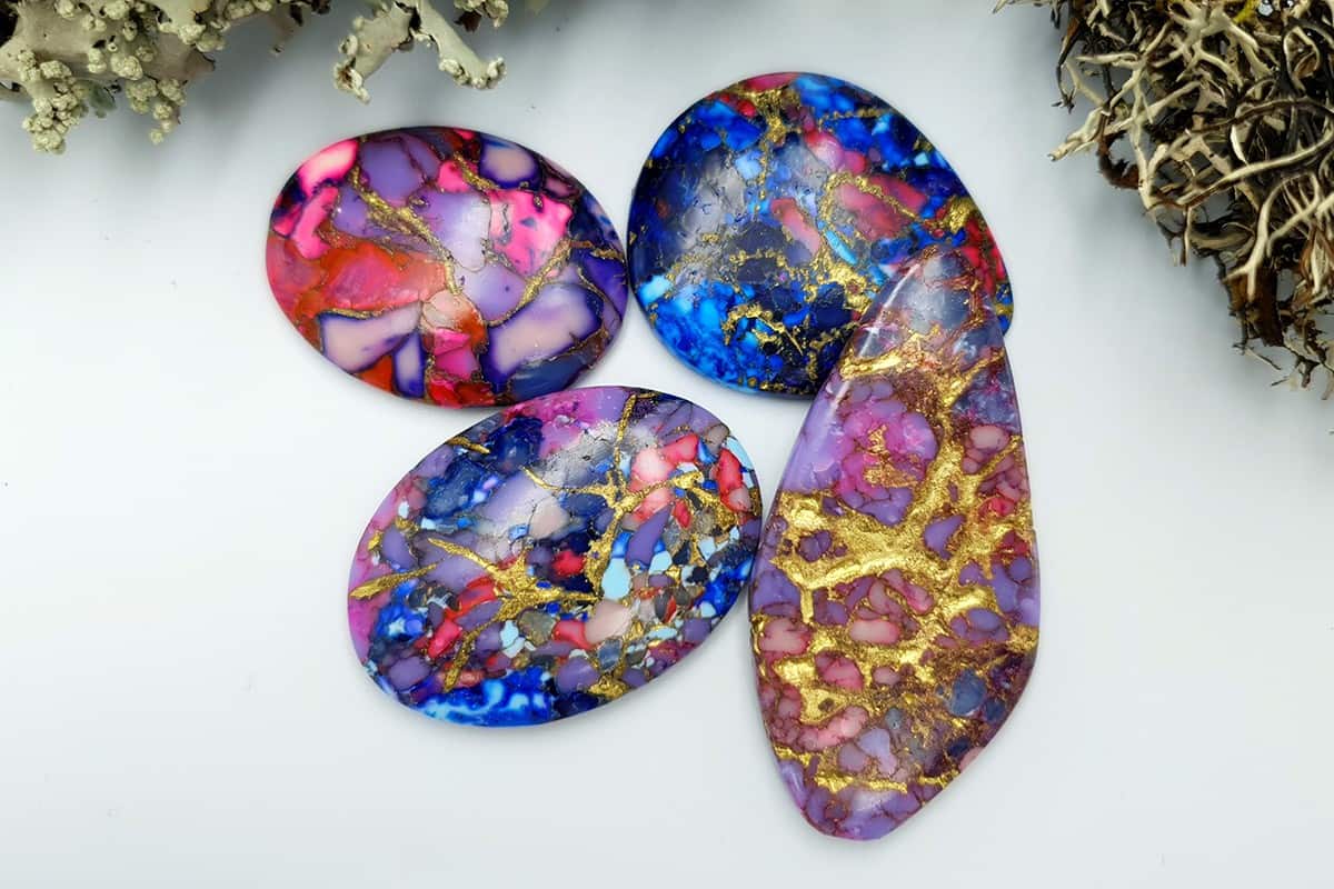 4 Cabochones Faux Turquoise from polymer clay #4 Cabochons SweetyBijou Cabochons