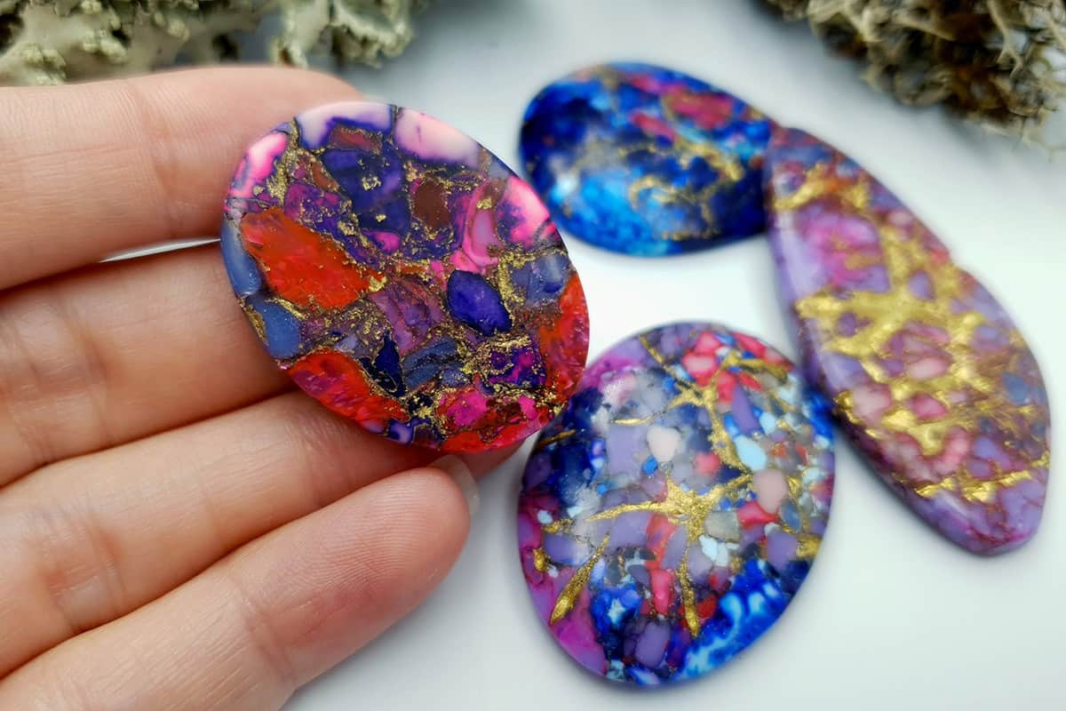 4 Cabochones Faux Turquoise from polymer clay #4 Cabochons SweetyBijou Cabochons