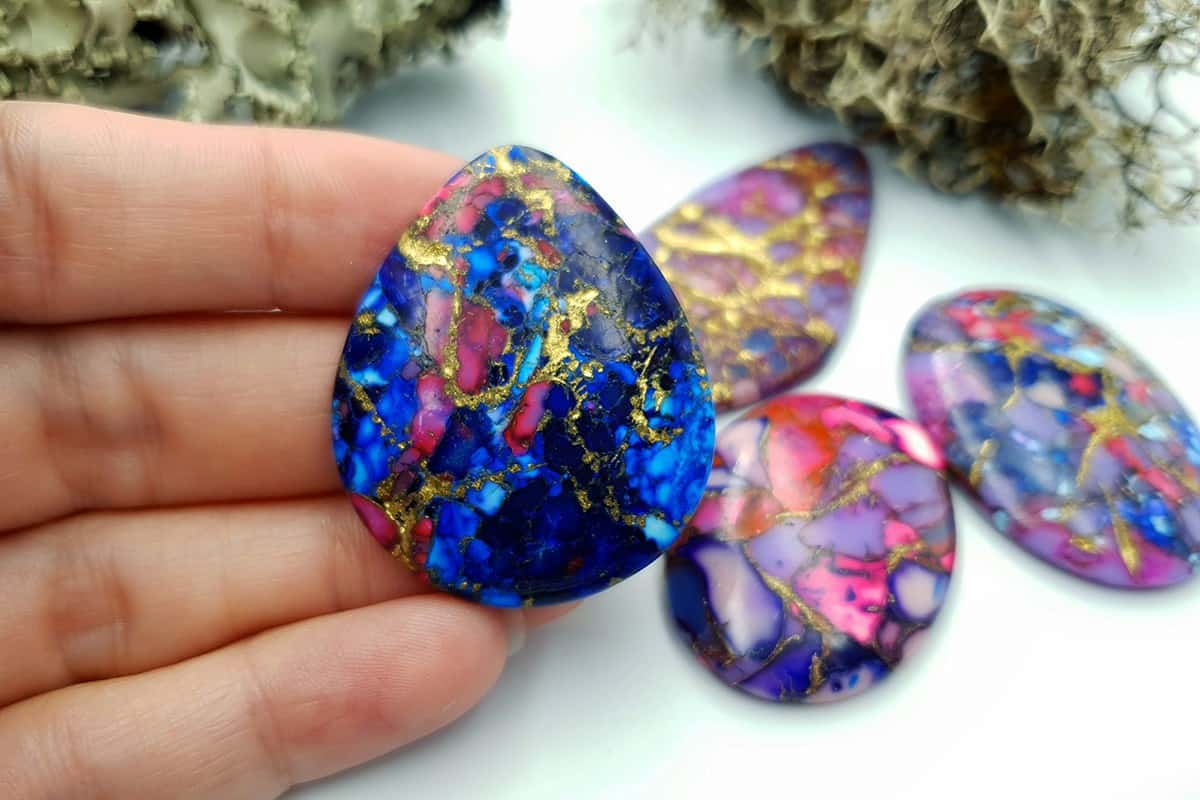 4 Cabochones Faux Turquoise from polymer clay #4 Cabochons SweetyBijou Cabochons