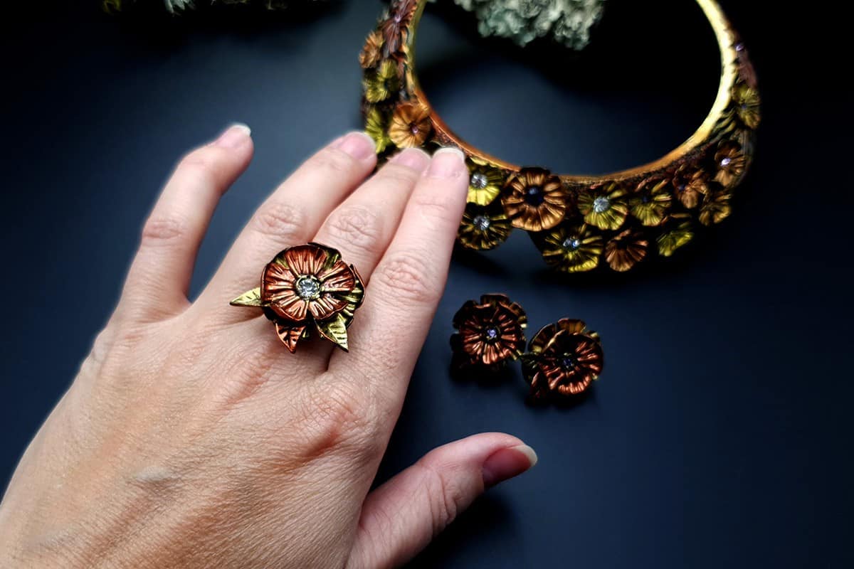 Flowers in Metal 2 Jewelry Set Jewelry Set SweetyBijou Jewelry