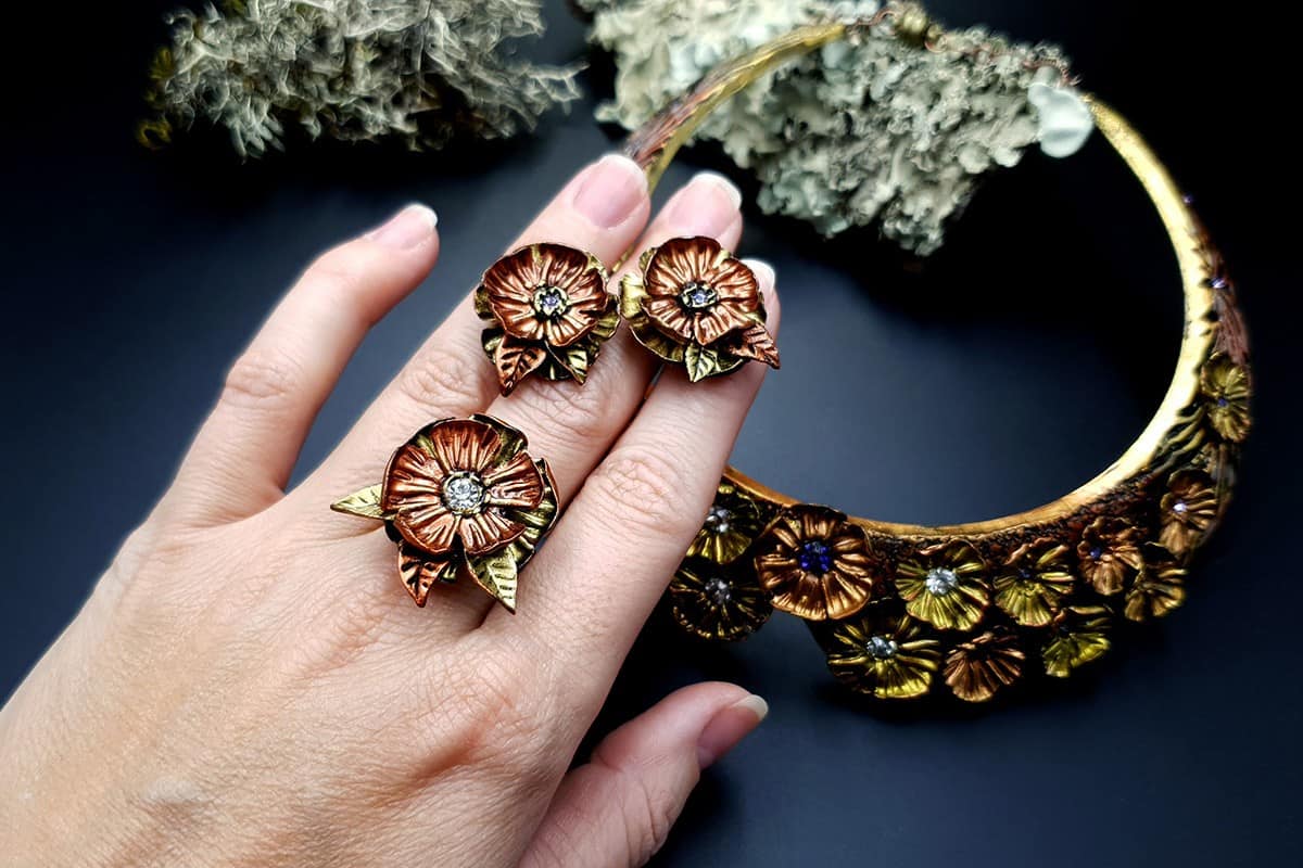 Flowers in Metal 2 Jewelry Set Jewelry Set SweetyBijou Jewelry
