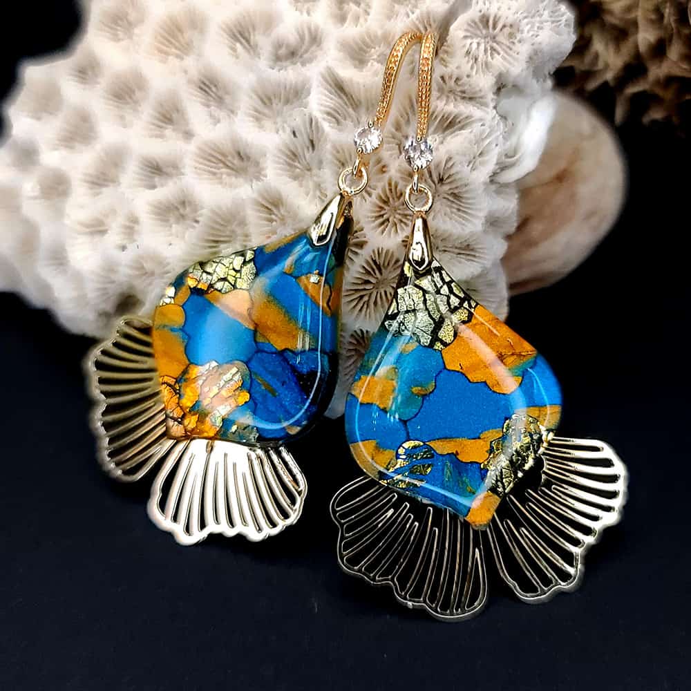 Romantic Earrings "Gold and Ice Mosaic" Earrings SweetyBijou Jewelry
