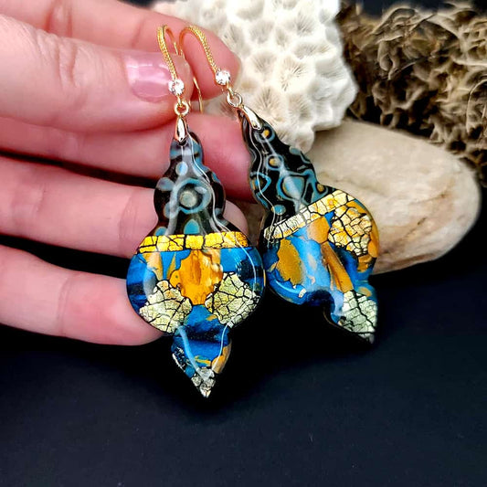 Romantic Earrings "Golden Mosaic" Earrings SweetyBijou Jewelry